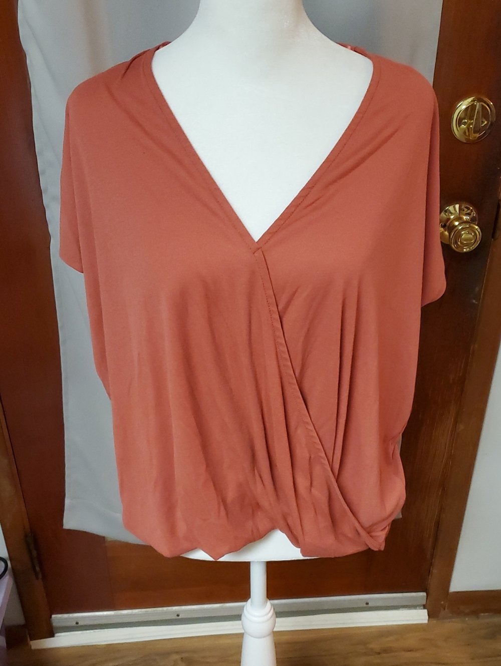 HYFVE Rust-Orange Wrap Front Tunic Top